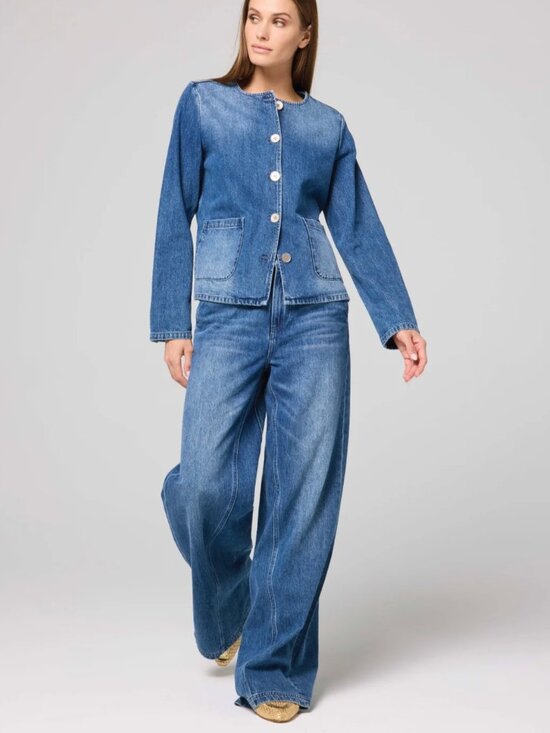Denim - LAFATA Denim Inset Wide Leg Pant Medium Wash NWT